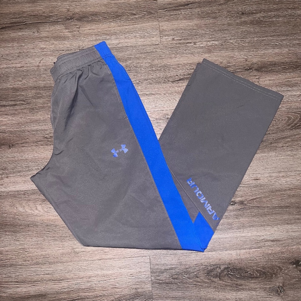 Vintage Under Armor Windbreaker Tracksuit Youth Pants Gray/Royal Blue, Large